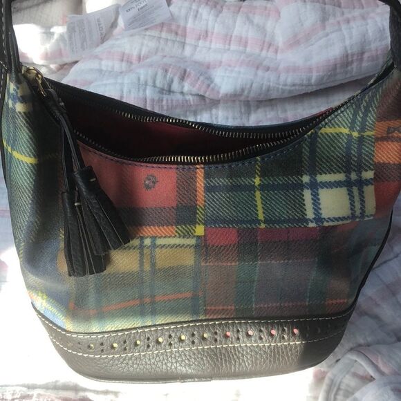 Vtg Dooney & Bourke Plaid Ladybug Small Hobo Bucket Handbag - Picture 11 of 11